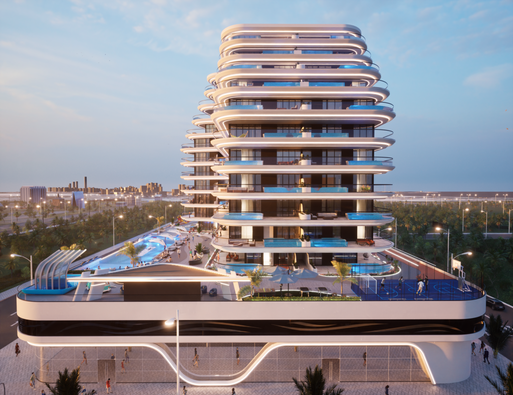 Samana residential tower with rooftop pools, Dubai
