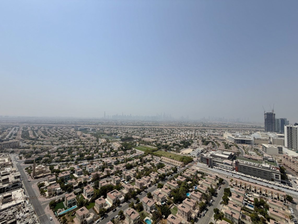 2 bedroom apartment for rent in JVT – high-floor view over the villa community and Dubai skyline